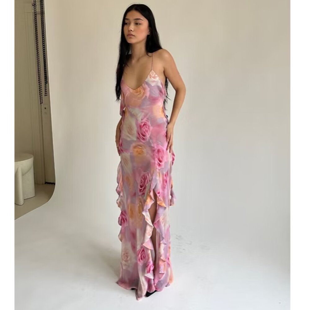 For Love and Lemons Spring Goddess Roses Floral Maxi Dress Size XL NWT! - Picture 4 of 9